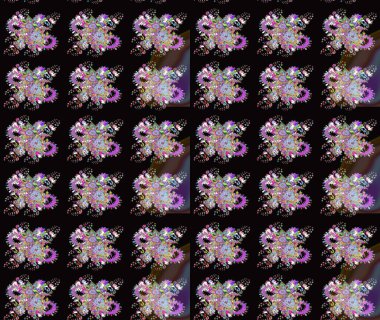 Raster illüstrasyonu. Kusursuz bir geçmişi var. Eski usul. Tomurcukları papatya çiçekleri olan sevimli bir çiçek deseni. Kumaş, tekstil, duvar kağıdı baskısı için. Miles Fleur, dandik süs.