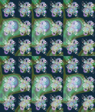 Raster. Düz Çiçek Elementleri Tasarımı. Renkli Bahar Teması çizim şablonu.