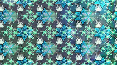 Yumuşak, mavi renkte bahar çiçekleri. Raster illüstrasyonu. Çiçek ve yapraklı karalama şeklinde Raster çiçek deseni.