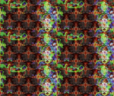 Raster illüstrasyonundaki çiçek desenli çizim. Suluboya tarzında kahverengi renkte çiçekler.