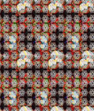 Raster deseni. Ağaç dallı bahar çiçekleri, çiçek siluetiyle nötr renkler.