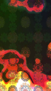 Düz Çiçek Elementleri Tasarımı. Renkli Bahar Teması eskiz kalıbı. Raster..