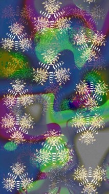 Hediye ambalaj kağıdı, tebrik kartları, posterler ve pankart tasarımı. Raster düz çiçek çizim deseni. Mavi renkte çiçekler.