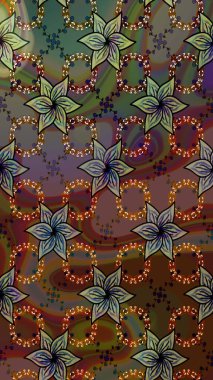 Raster çiçek desenli çiçek deseni, yapraklar, dekoratif elementler, sıçrama, lekeler, el çizimi kontur çizgileri ve Doodle çizim stili, grafik raster çizim çizimi.