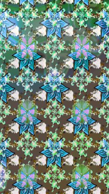 Halk tarzı. Modern çiçek arkaplanı. Parlak renkli çiçekli ve yeşil yapraklı harika bir çiçek deseni. Moda baskıları için zarif bir şablon.