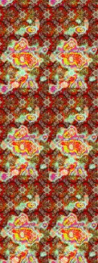 Kahverengi renklere karalama yapan çiçek desenli çizim. Raster illüstrasyonu.