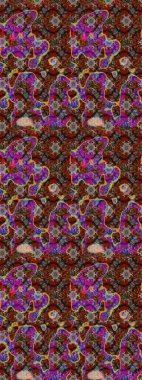 El çizimi çiçek çizimi deseni (fayans). Şirin çiçekli, desenli, kahverengi renkli bir eskiz deseni. Tekstil için suluboya çizim deseni.