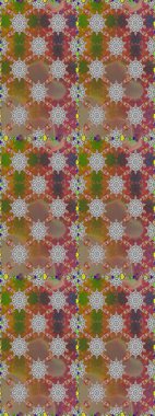 Çiçek ve yapraklı karalama şeklinde Raster çiçek deseni. Raster illüstrasyonu. Nazikçe, bahar çiçekleri kahverengi ve gri renklerde.