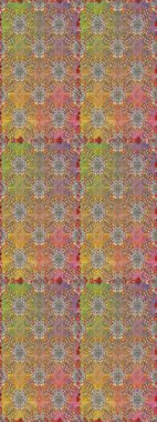 Halk tarzı. Modern çiçek arkaplanı. Moda baskıları için zarif bir şablon. Parlak renkli çiçekleri ve kahverengi ve bej renklerinde yaprakları olan şaşırtıcı, pürüzsüz çiçek deseni..