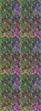 Raster - stok. Suluboya, elle çizilmiş. Vadinin yeşil ve gri renkli çiçekleri. Kusursuz arkaplan deseni.