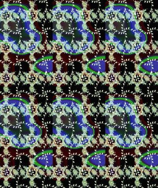 Raster illüstrasyonu. Küçük çiçekli yay deseni çiz. Suluboya tarzında siyah renkler üzerine.