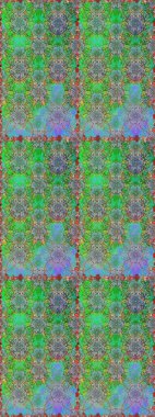 Yeşil ve mavi renkte çiçekler. El çizimi. Çiçeklerle kusursuz desen. Suluboya çizimi.