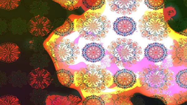 Renkli Bahar Teması eskiz kalıbı. Düz Çiçek Elementleri Tasarımı. Raster illüstrasyonundaki çiçek desenli çizim. Süslü kumaş deseni.