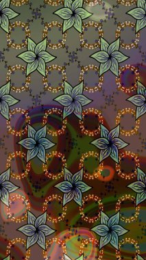 Kahverengi renkli çiçekler. Raster illüstrasyonunda çiçek deseni çizimi.