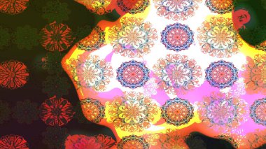 Renkli Bahar Teması eskiz kalıbı. Düz Çiçek Elementleri Tasarımı. Raster illüstrasyonundaki çiçek desenli çizim. Süslü kumaş deseni.