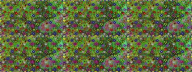 Yeşil ve kahverengi renklerde parlak çiçekli halı ile kusursuz desen..