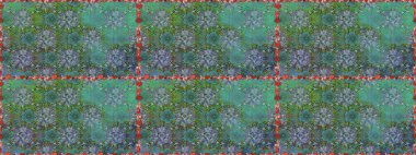 Raster illüstrasyonu. Yeşil renklere karalamalar çizen kusursuz çiçek deseni.
