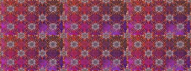 Raster illüstrasyonunda kusursuz çiçek deseni. Mor ve kahverengi renkte çiçekler.