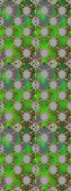 Raster floral pattern in doodle style with flowers. Gentle, cute floral background. Flowers on green and gray colors.