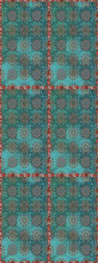 Çiçekli, suluboya desenli kusursuz çiçek deseni. Mavi ve yeşil renkte çiçekler. Renkli Bahar Temalı, dikdörtgen desenli arka plan. Düz Çiçek Elementleri Tasarım Raster illüstrasyonu.