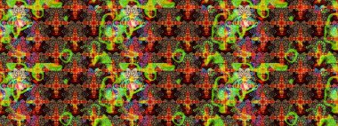 Renkli çizim kalıbı. Çiçek arkaplan. Raster illüstrasyonu. Siyah renkli şirin tekstil. Çiçek duvar kağıdı.