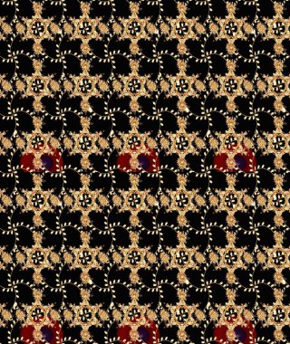 El çizimi çiçek çizimi deseni (fayans). Tekstil için suluboya eskiz deseni. Sevimli çiçekli, desenli, siyah renkli çizim deseni.