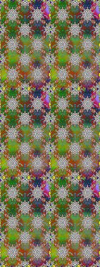 Raster illüstrasyonu. Kusursuz çiçek deseni. Yeşil ve kahverengi renkli Asyalı tekstil.