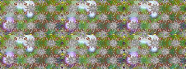 Küçük çiçekteki sevimli çiçek deseni. Yeşil ve gri renkli çiçekler. Raster illüstrasyonu.