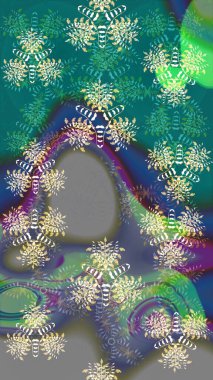 Çiçek desenli eskiz, darbeler, sıçramalar, yaz çiçekleri. Raster illüstrasyonu. Mavi renkte çiçekler.