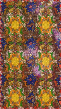 Raster. Kahverengi renkte güzel çiçekler, suluboya desenli eskiz deseni, duvar kağıdı, kart veya kumaş için fayanslı..