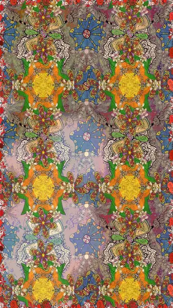 Nazik, narin çiçek arkaplanı. Çiçekli karalama şeklinde Raster çiçek deseni. Kahverengi renkte çiçekler.