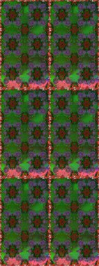 Çiçek yeşili ve kahverengi desenli. Raster çiçek izi. Klasik taslak çizimi.