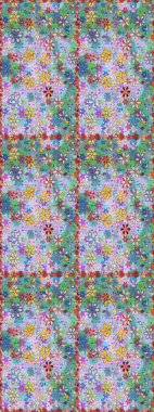 Raster illüstrasyonu. Tarafsız ve mavi renklere karalamalar çizen kusursuz çiçek deseni.