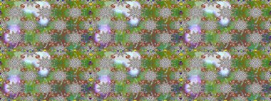 Küçük çiçekteki sevimli çiçek deseni. Yeşil ve gri renkli çiçekler. Raster illüstrasyonu.