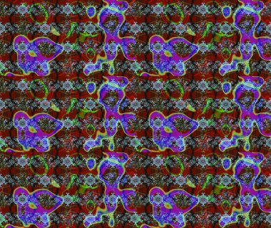 Çizim kalıbı. Raster illüstrasyonu. Kahverengi renklerde. Renkli süs kenarı. Hint süsü. Çiçek duvar kağıdı.