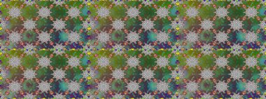 Küçük renkli çiçekler. Yeşil ve gri çiçekli bahar çiçekleri. Moda baskıları için zarif bir şablon. Küçük çiçekte güzel bir desen. Motley illüstrasyonu.