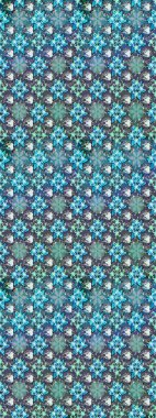 Mavi renklerde. Raster illüstrasyonu. Çiçek buketleriyle klasik tarzda eskiz deseni.