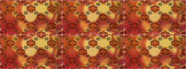 Renkli Yaz Temalı Kusursuz Arkaplan. Sevimli çiçek raster deseni. Düz Çiçek Elementleri Tasarımı. Turuncu ve kahverengi renkte çiçekler.