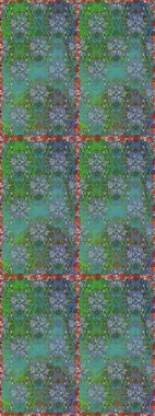 Raster illüstrasyonu. Eski usul. Kusursuz bir geçmişi var. Kumaş, tekstil, duvar kağıdı baskısı için. Renkli desenli kusursuz desen, yeşil çiçekler ve dekoratif elementler..