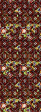 Kahverengi renkler ve parlak çiçekler üzerine soyut çizim deseni. Çiçeksel elementlerle süslenmiş zarif raster dokusu. Küçük çiçekte şirin bir çiçek deseni var..