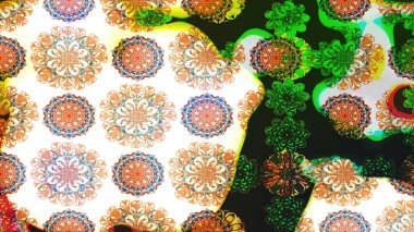 Renkli Bahar Teması eskiz kalıbı. Raster illüstrasyonundaki çiçek desenli çizim. Düz Çiçek Elementleri Tasarımı. Süslü kumaş deseni.