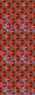 Kırmızı renkte manzaralı çiçek deseni. Sevgililer günü ve tebrik kartı konsepti için şık bir davetiye. Üst manzara, yumuşak stil. Çiçek kompozisyonu, el boyası, hassas şablon..