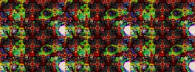 Çiçek desenli çizim. Asya tekstil tarzında. Raster illüstrasyonu. Renkli Bahar Teması eskiz kalıbı. Düz Çiçek Elementleri Tasarımı. Güzel kumaş deseni.