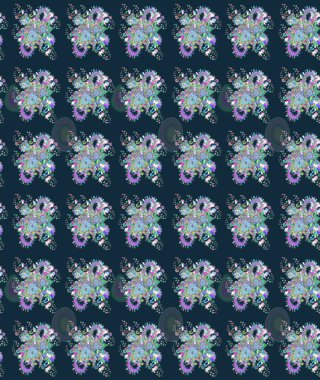 Çiçek desenli eskiz. Mavi renkli çiçekler. Tişört baskısı için çiçek boyama rasteriName.