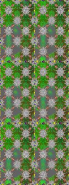 Küçük çiçekli basit, dikişsiz desen. Yeşil ve gri renkli şirin çiçekler. Moda baskısı, albüm, ambalaj kağıdı ve duvar kağıdı için zarif dekoratif süslemeler. Raster illüstrasyonu.