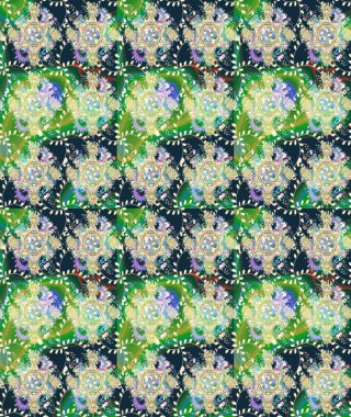 Renkli çizim kalıbı. Çiçek duvar kâğıdı. Raster illüstrasyonu. Çiçek arkaplan. Mavi renkte şirin tekstil.