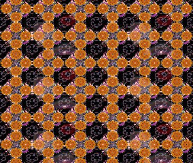 Turuncu renkli çiçekler. Raster illüstrasyonu. Çizim çiçek deseni duvar kağıdı için kullanılabilir.