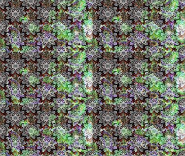 Raster deseni. Bahar çiçekleri dallı desen, gri renkler çiçekli siluet.