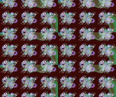 Renkli Yaz Temalı eskiz kalıbı. Kahverengi renkli çiçekler. Çiçekli eskiz çizimi. Düz Çiçek Elementleri Tasarımı.