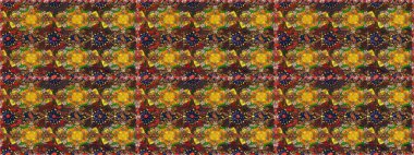 Renkli Bahar Temalı Kusursuz Arkaplan. Düz Çiçek Elementleri Tasarımı. Raster..